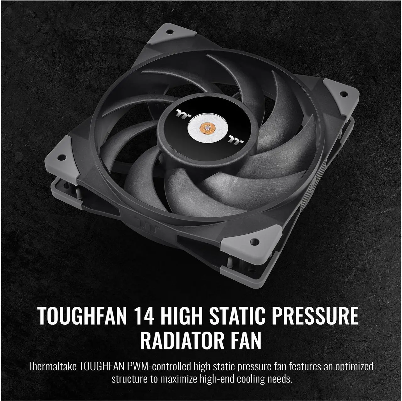 Alt view image 2 of 6 - Thermaltake TOUGHFAN 14 Black PWM 500 - 2000 RPM Controlled High Static Pressure 140mm Circular Radiator Fan with Anti-Vibration Mounting System Cooling, (2 Fan Pack), CL-F085-PL14BL-A