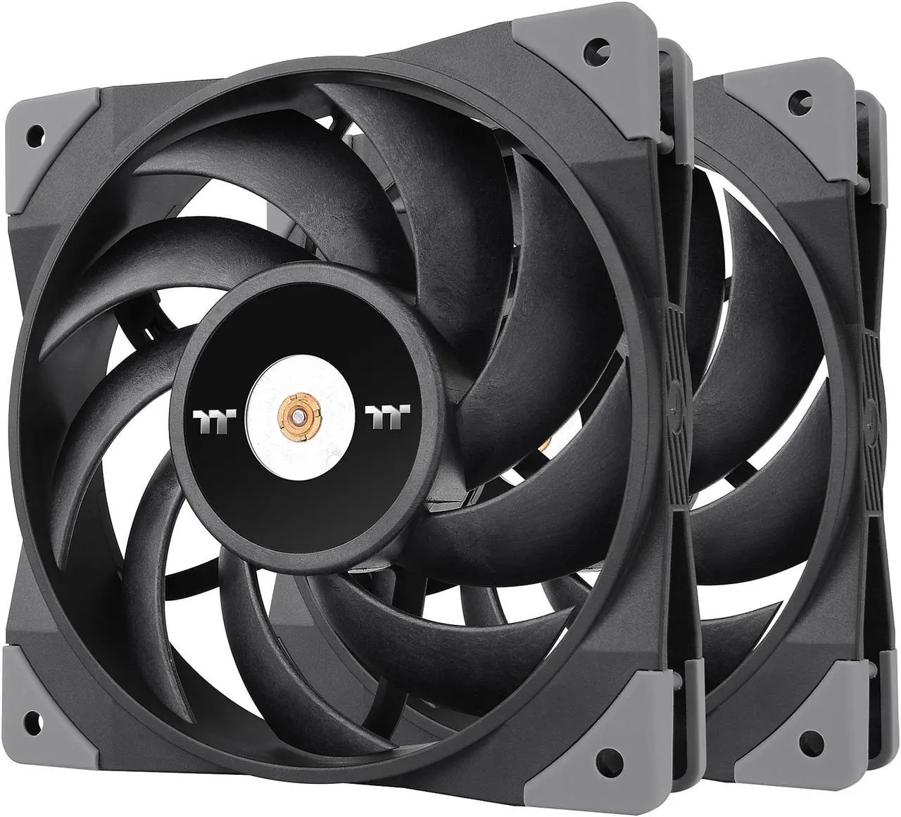 Main image of Thermaltake TOUGHFAN 14 Black PWM 500 - 2000 RPM Controlled High Static Pressure 140mm Circular Radiator Fan with Anti-Vibration Mounting System Cooling, (2 Fan Pack), CL-F085-PL14BL-A
