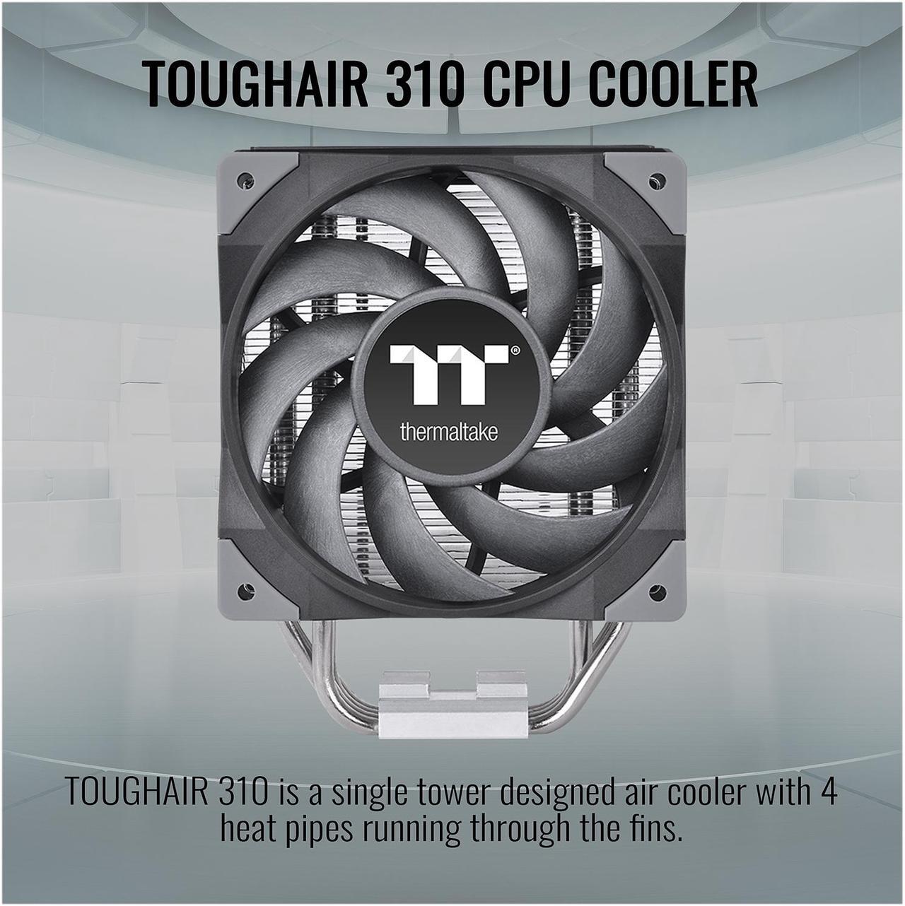 Alt view image 2 of 6 - Thermaltake TOUGHAIR 310 170W TDP CPU Cooler, Intel/AMD Universal Socket (LGA 1200/1700), 120mm 2000RPM High Static Pressure PWM Fan with High Performance Copper Heat Pipes LGA 1700 Ready