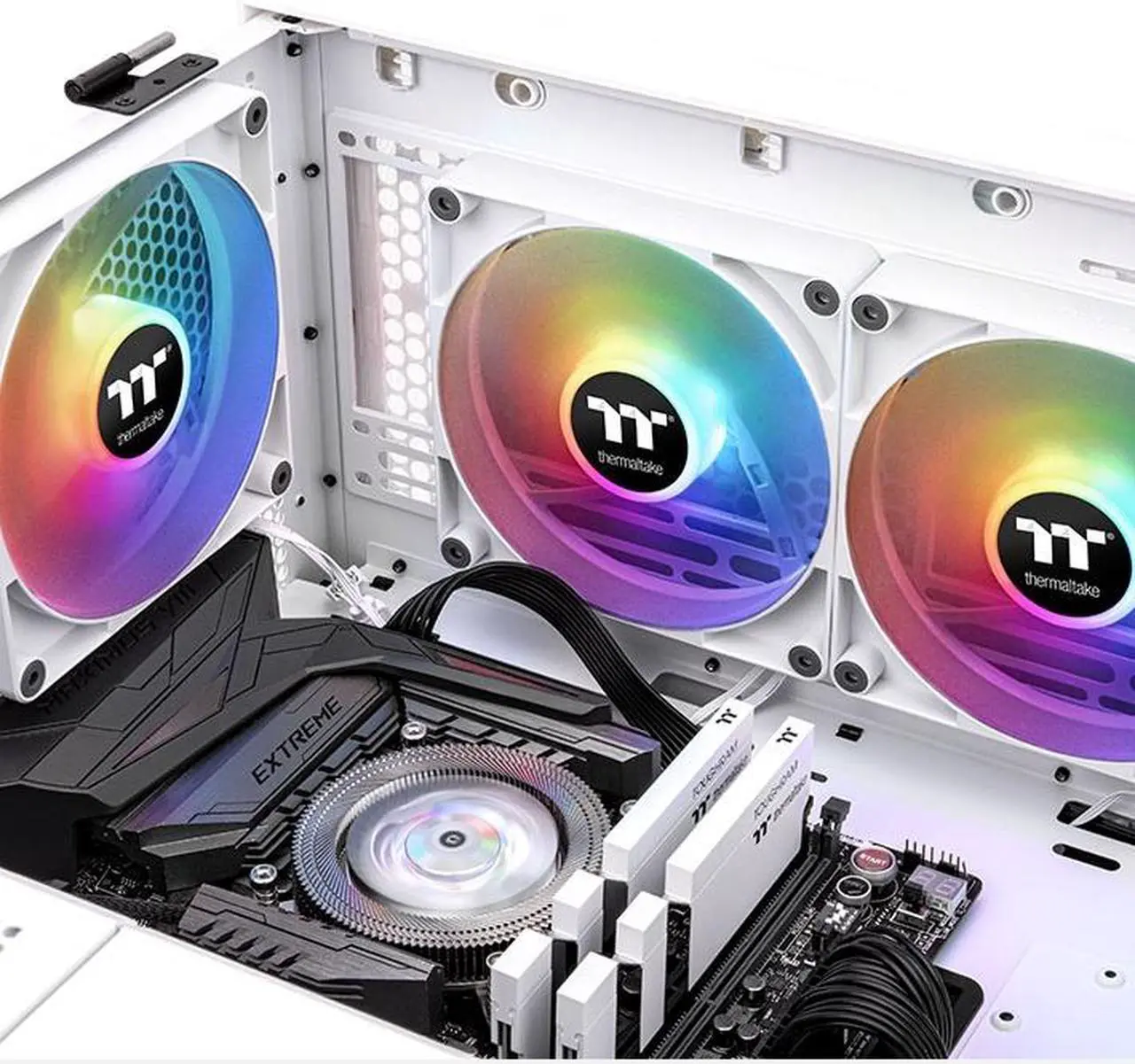 Alt view image 4 of 4 - Thermaltake CT120 ARGB Sync PC Cooling Fan White (2-Fan Pack), 5V Motherboard Sync, 16.8 Million Colors 9 Addressable LEDs, 120 mm Hydraulic Bearing Case/Radiator Fan, CL-F153-PL12SW-A