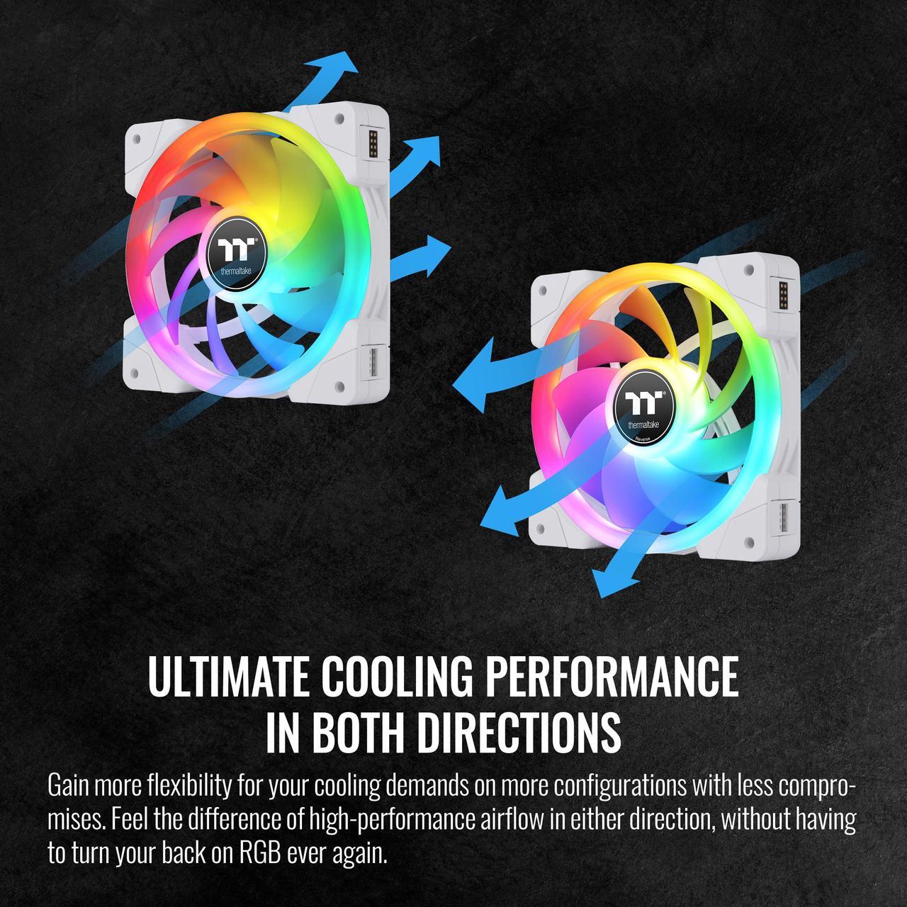 Alt view image 4 of 6 - Thermaltake SWAFAN EX 14 RGB PC Cooling Fan White, 500 ~ 2000 RPM, Magnetic Connection, Reversable Blades, controller included, CL-F162-PL14SW-A