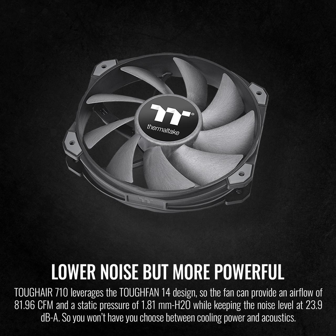 Alt view image 4 of 6 - Thermaltake TOUGHAIR 710 250W TDP CPU Cooler, Intel LGA 1700/1200, AMD AM5/AM4, Dual-Tower Dual Fan Design, Copper base with 7 heat pipes, CL-P110-CA14GM-A