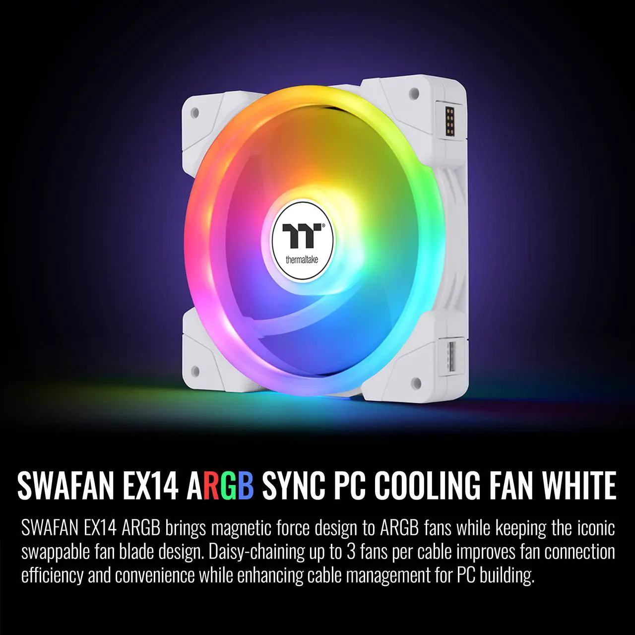 Ventole PC Thermaltake SWAFAN EX 14 ARGB | 3 Fan 120mm Con Pale Reversibili | Connessione Magnetica E Sincronizzazione RGB - Foto 11