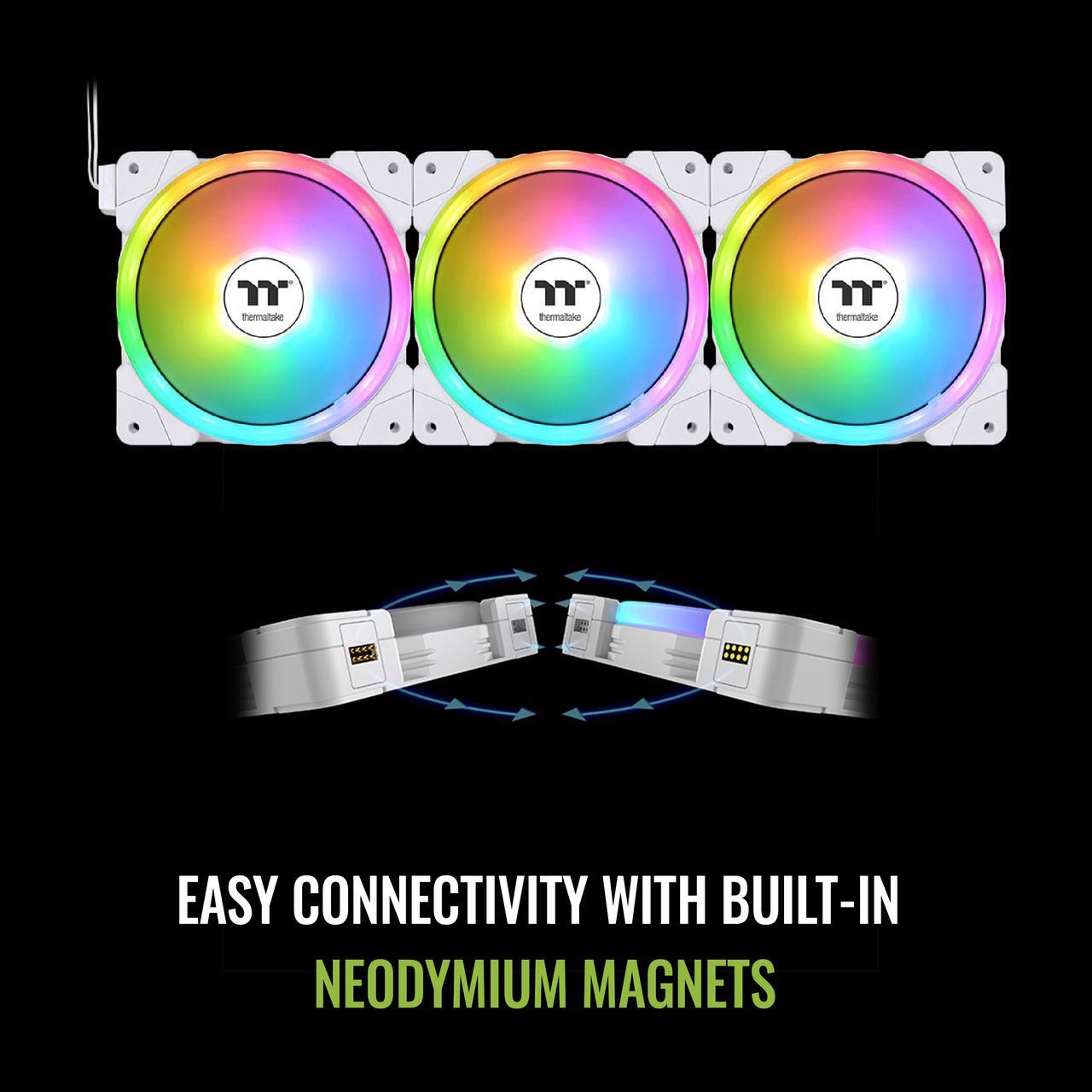 Thermaltake SWAFAN EX 14 ARGB PC Fans White 3-Pack - Magnetic Connection, Reversible Blades, 2000 RPM