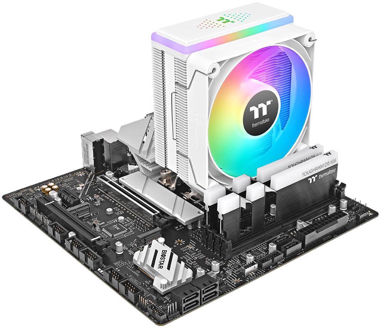 Alt view image 9 of 11 - Thermaltake ASTRIA 200 ARGB CPU Cooler; 4 Copper Heat Pipes; 120mm PWM Fan; 500~1800RPM; Single Tower; Intel/AMD; 210W TDP; White; CL-P137-AL12SW-A