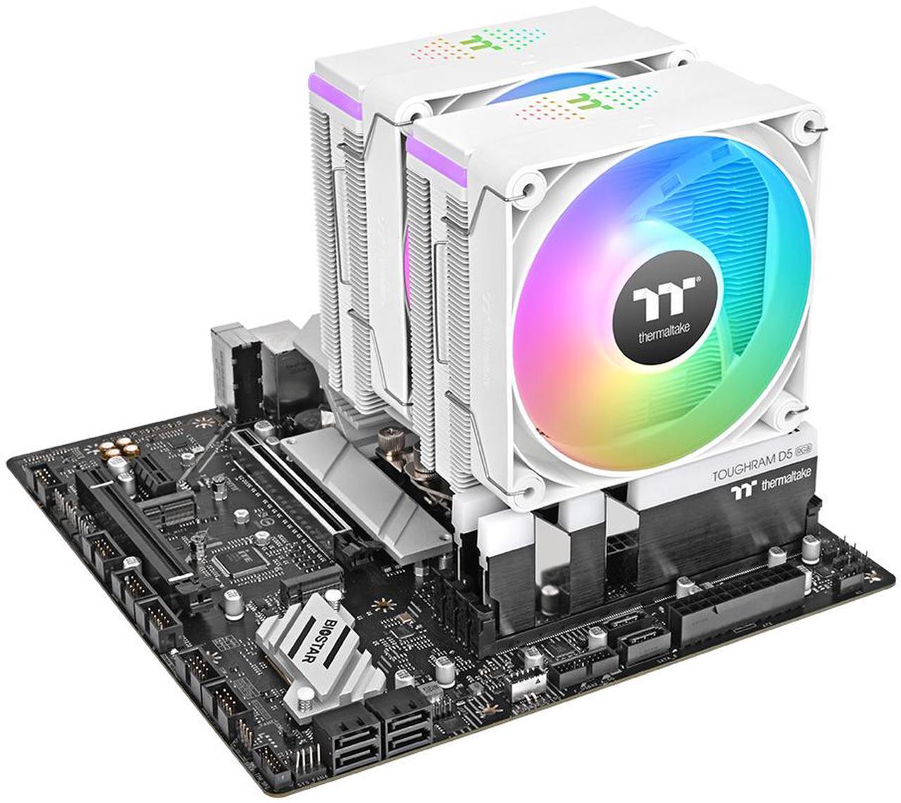Alt view image 9 of 11 - Thermaltake ASTRIA 600 ARGB CPU Cooler; 6 Copper Heat Pipes; 2x120mm PWM Fans; 500~1800RPM; Dual Tower; Intel/AMD; 265W TDP; White; CL-P139-CA12SW-A