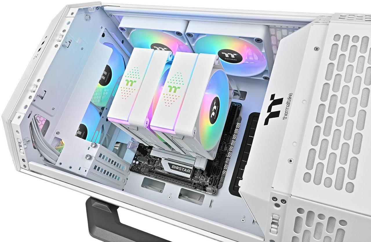 Alt view image 10 of 11 - Thermaltake ASTRIA 600 ARGB CPU Cooler; 6 Copper Heat Pipes; 2x120mm PWM Fans; 500~1800RPM; Dual Tower; Intel/AMD; 265W TDP; White; CL-P139-CA12SW-A