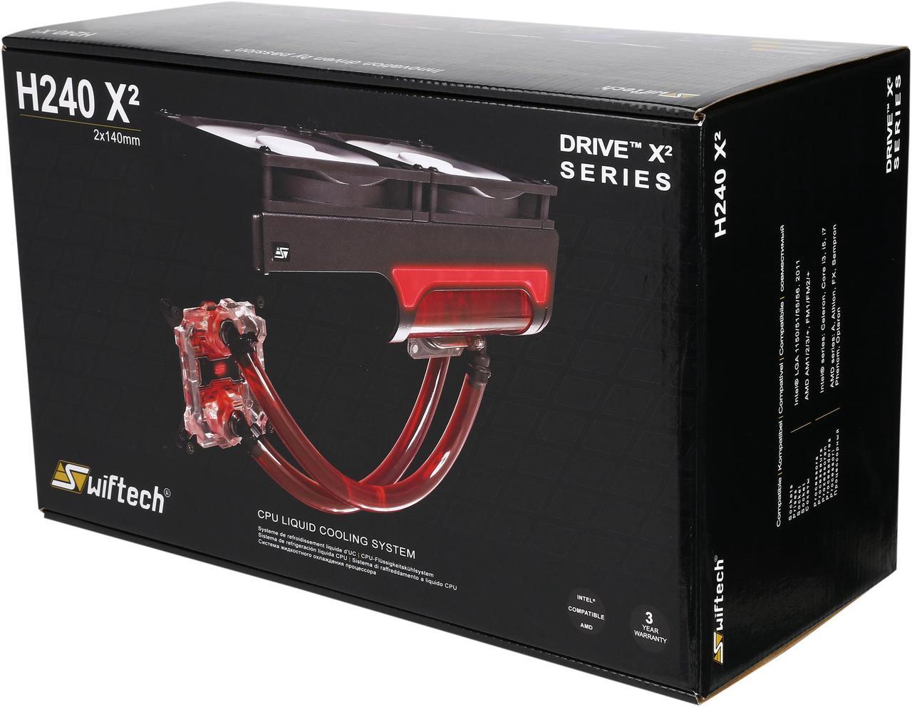 Alt view image 9 of 9 - Swiftech H240 X2 2x140 mm Drive X2 AIO CPU Cooler