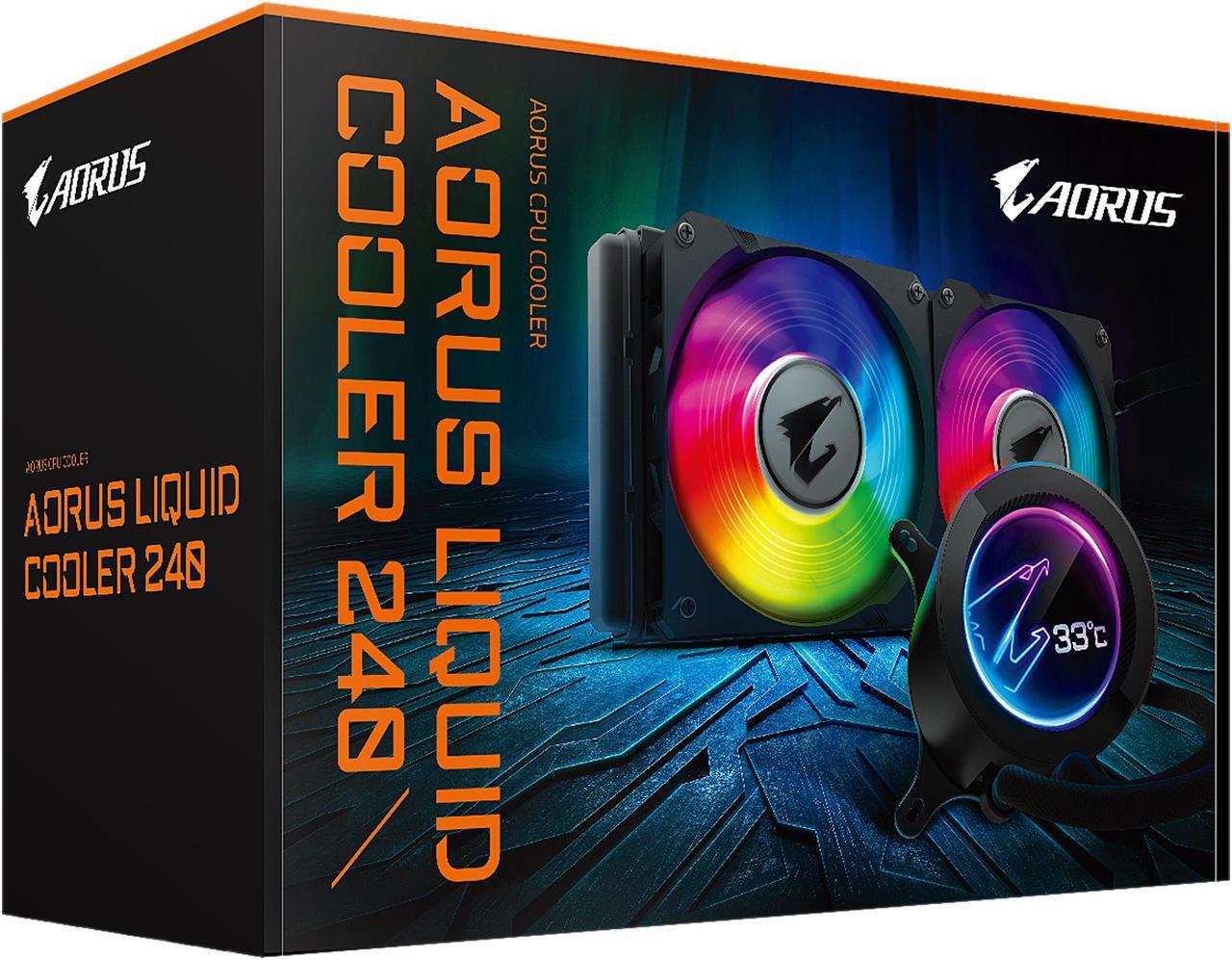 Alt view image 6 of 6 - AORUS RGB Liquid Cooler 240, 240mm Radiator, Dual 120mm Windforce PWM Fans, Customizable Full Color LCD Display, Advanced RGB Lighting and Control, Intel 115X/2066, AMD AM4, TR4