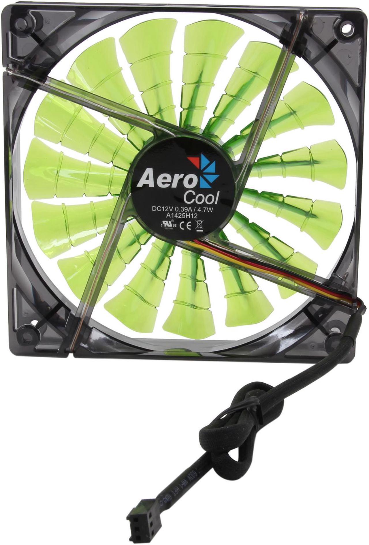 Alt view image 4 of 4 - AeroCool Shark 140mm Green, Green LED Case Fan