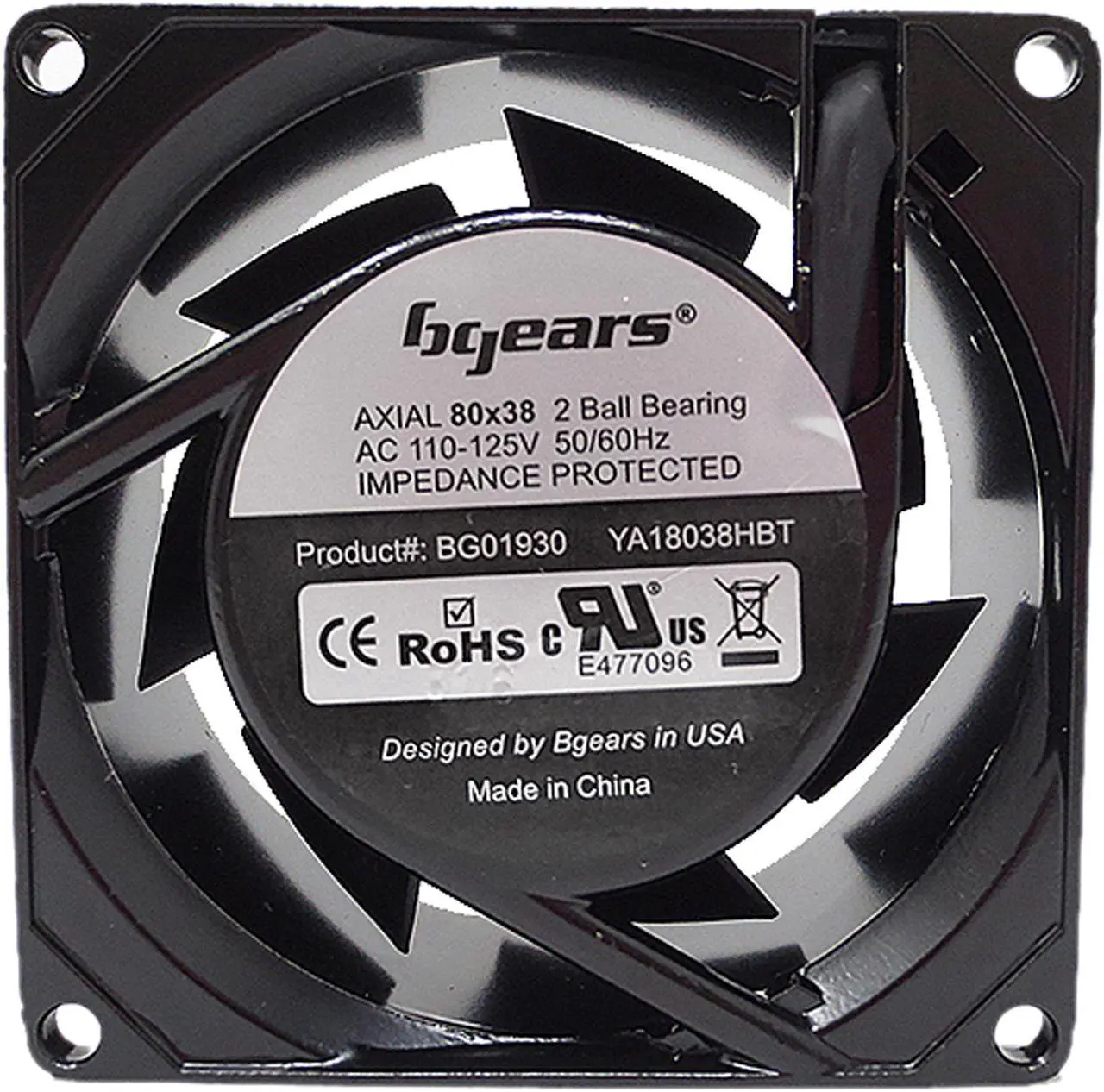 Alt view image 4 of 13 - Bgears b-Blaster-AC 100-125V 2ball bearing Heavy Duty Cast Aluminum 80mm x 38mm 2900 RPM fan