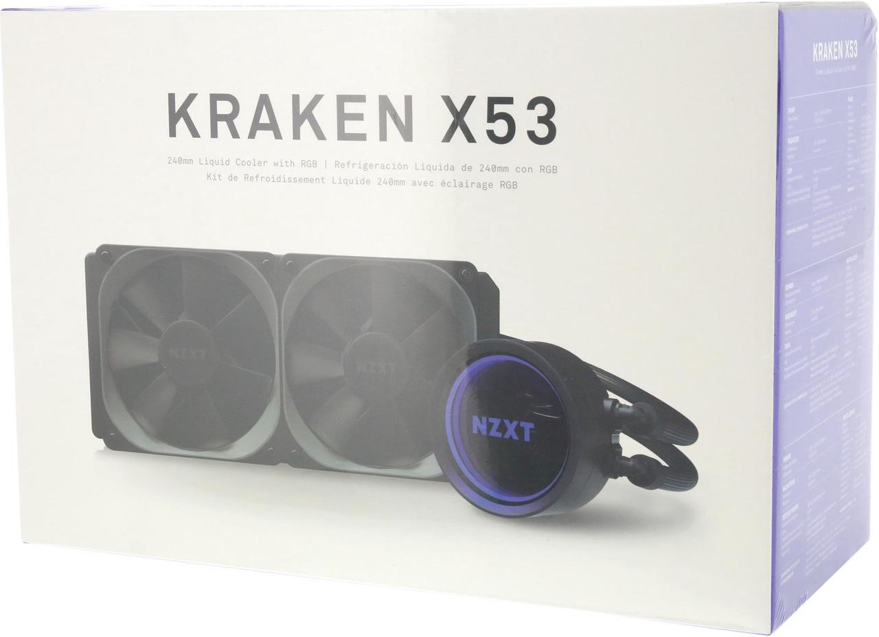 Alt view image 6 of 6 - NZXT Kraken X53 240mm - RL-KRX53-01 - AIO RGB CPU Liquid Cooler - Rotating Infinity Mirror Design - Powered By CAM V4 - RGB Connector - 2 x Aer P120 120mm Radiator Fans LGA 1700 Compatible