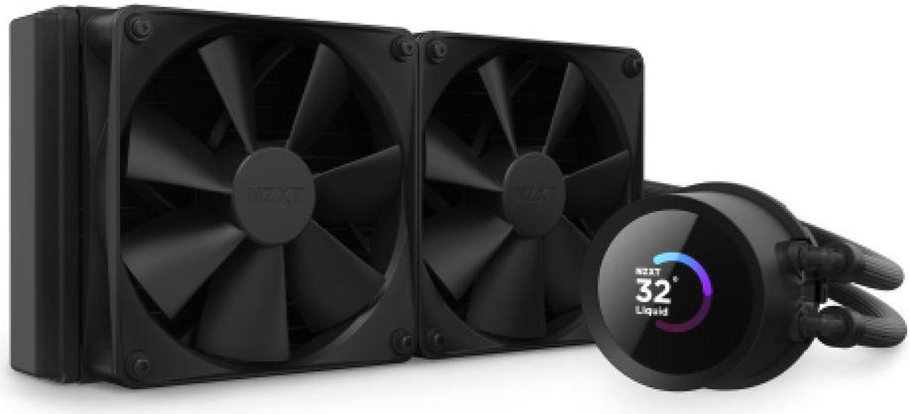 NZXT Kraken 240mm - RL-KN240-B1 – AIO CPU Liquid Cooler - LCD Display - 2 x F120P Static Pressure Fan Radiator Fans LGA 1851/1700 / AM5 Compatible