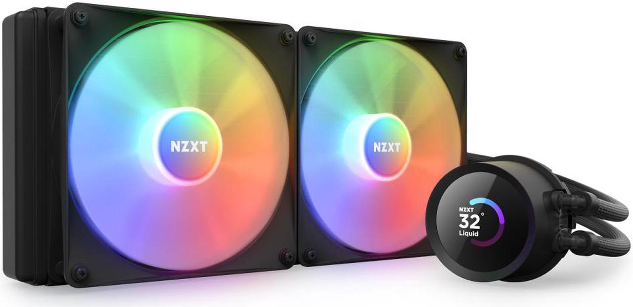 NZXT Kraken RGB 280mm - RL-KR280-B1 - AIO RGB CPU Liquid Cooler - LCD Display - 2 x F140RGB Core Fans Radiator Fans Black LGA 1851/1700 & AMD AM5 Compatible