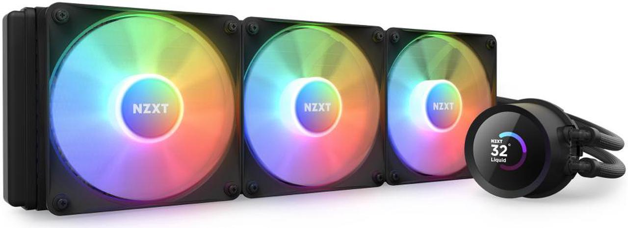 NZXT Kraken RGB 360mm - RL-KR360-B1- AIO RGB CPU Liquid Cooler - LCD Display - 3 x F120RGB Core Fans Radiator Fans Black LGA 1851/ 1700 / AM5 Compatible