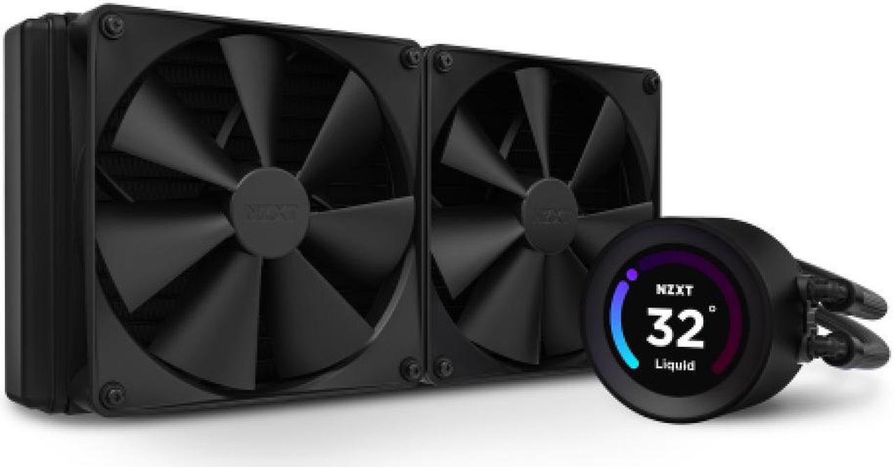 NZXT Kraken Elite 280mm - RL-KN28E-B1 – AIO CPU Liquid Cooler - Customizable LCD Display - 2 x F140P Static Pressure Fan Radiator Fans LGA 1700 / AM5 Compatible