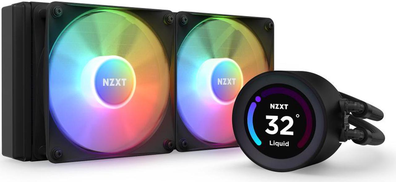 NZXT Kraken Elite RGB 240mm - RL-KR24E-B1 – RGB AIO CPU Liquid Cooler – Customizable LCD Display - 2 x F120RGB Core Fans Radiator Fans Black LGA 1700 / AM5 Compatible