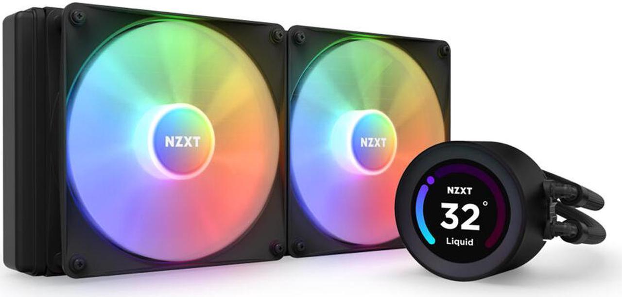 NZXT Kraken Elite RGB 280mm - RL-KR28E-B1 - RGB AIO CPU Liquid Cooler - Customizable LCD Display - 2 x F140RGB Core Fans Radiator Fans Black LGA 1851 / AM5 Compatible