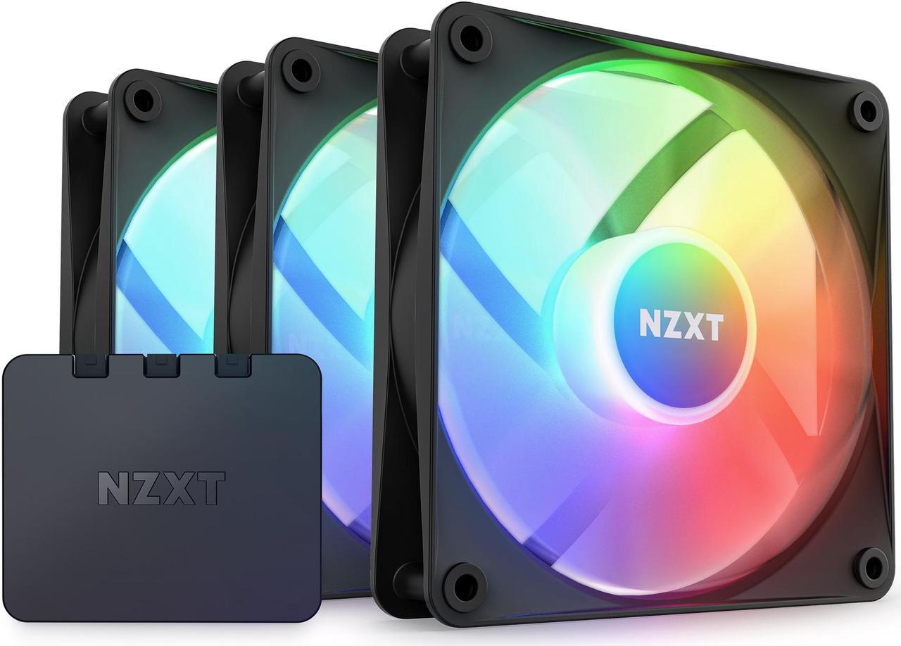 NZXT F120 RGB Core Fan - RF-C12TF-B1 - 120mm Hub-Mounted RGB Fan - Sublime RGB Lighting - PWM Control - Triple, 120mm Case Fan - Black