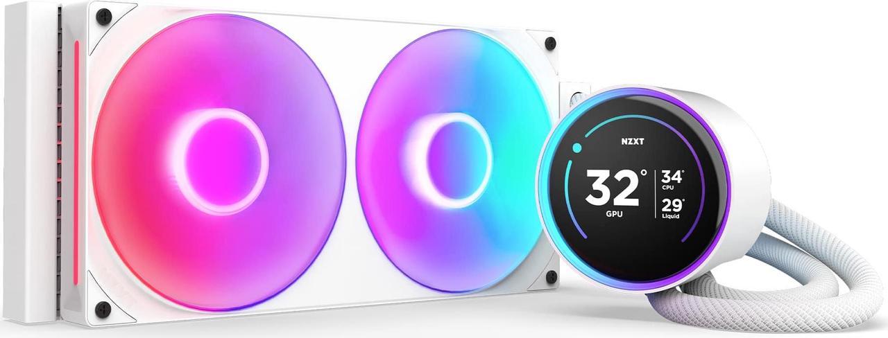 KRAKEN ELITE RGB 280 WHITE AIO LIQUID COOLER WITH IPS LCD & STATIC PRESSURE FANS Intel Socket LGA 1851, 1700 & 1200/115X AMD Socket AM5, AM4