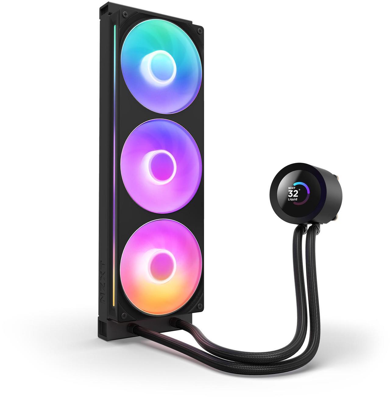 Alt view image 5 of 8 - NZXT KRAKEN PLUS RGB 360 MM BLACK AIO LIQUID COOLER WITH 1.54" LCD & RGB CORE SINGLE FRAME FAN