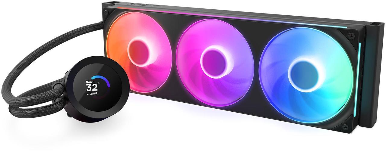 Alt view image 8 of 8 - NZXT KRAKEN PLUS RGB 360 MM BLACK AIO LIQUID COOLER WITH 1.54" LCD & RGB CORE SINGLE FRAME FAN