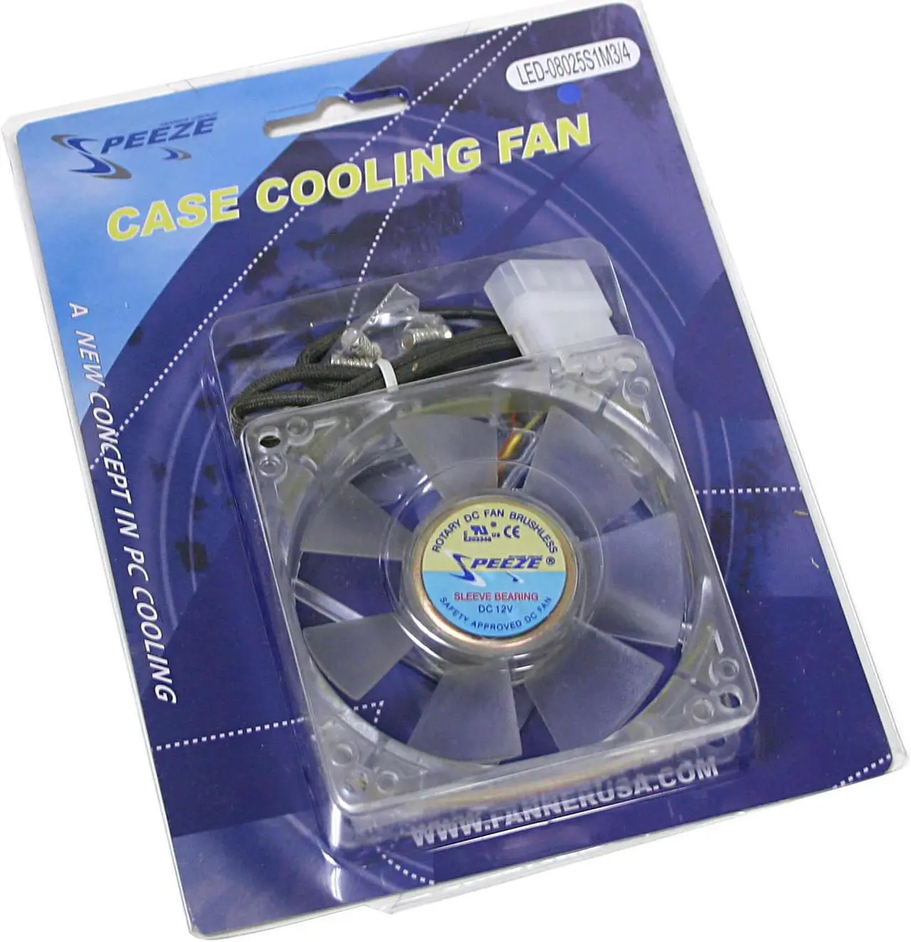 Alt view image 3 of 3 - MASSCOOL BLD-08025S1M 80mm Blue LED Case Cooling Fan