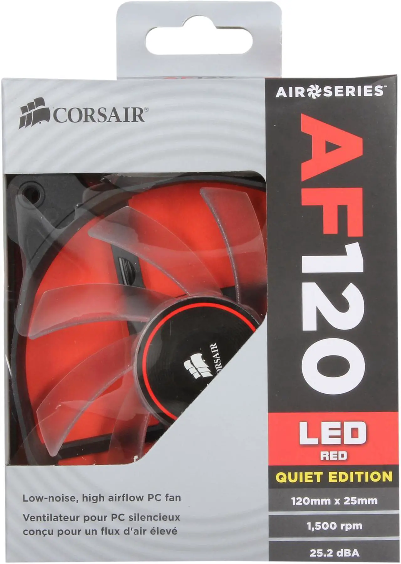 Alt view image 6 of 5 - Corsair Air Series AF120 LED 120mm Quiet Edition High Airflow Fan Single Pack - Red (CO-9050015-RLED)