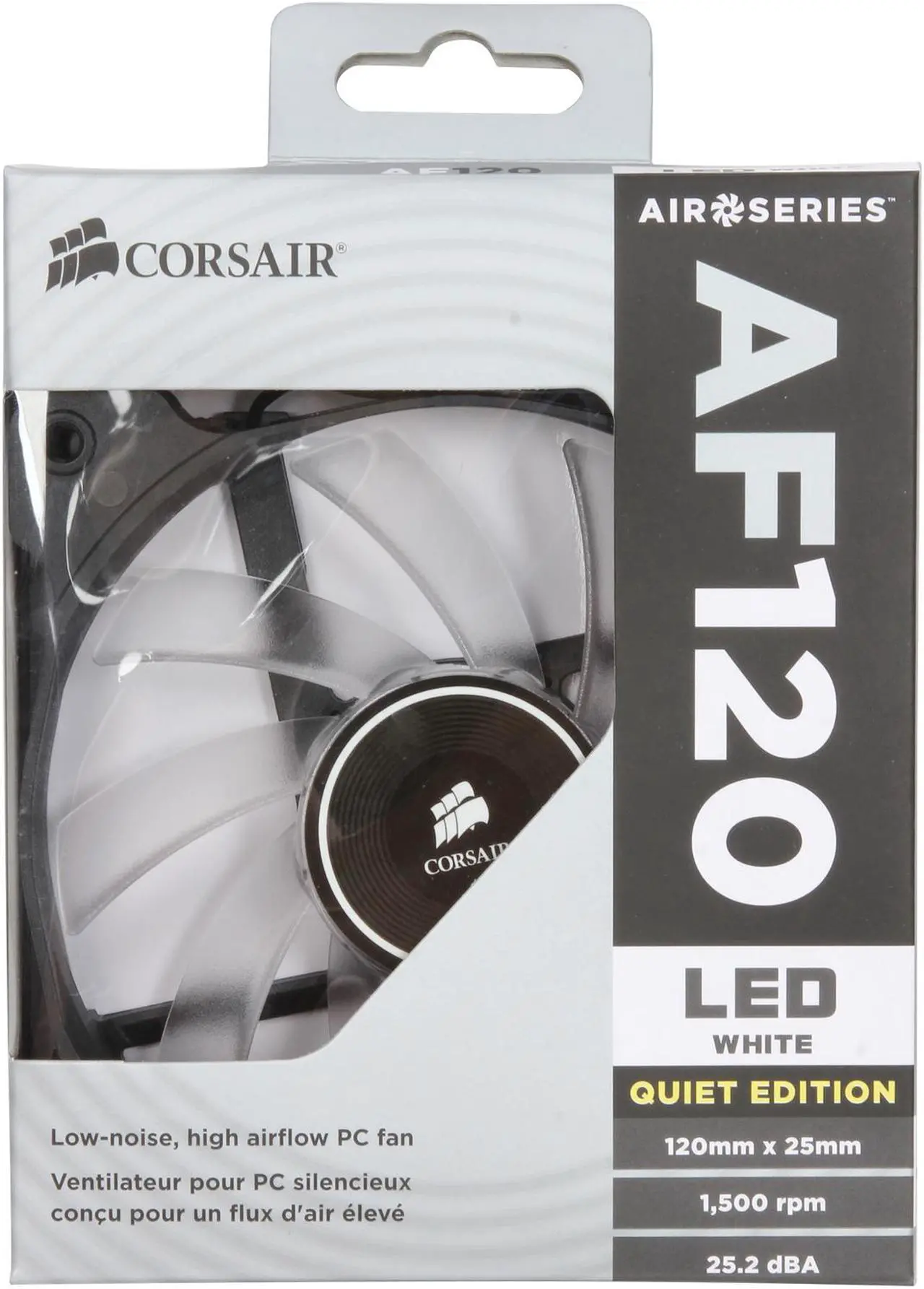 Alt view image 6 of 5 - Corsair Air Series AF120 LED 120mm Quiet Edition High Airflow Fan Single Pack - White (CO-9050015-WLED)