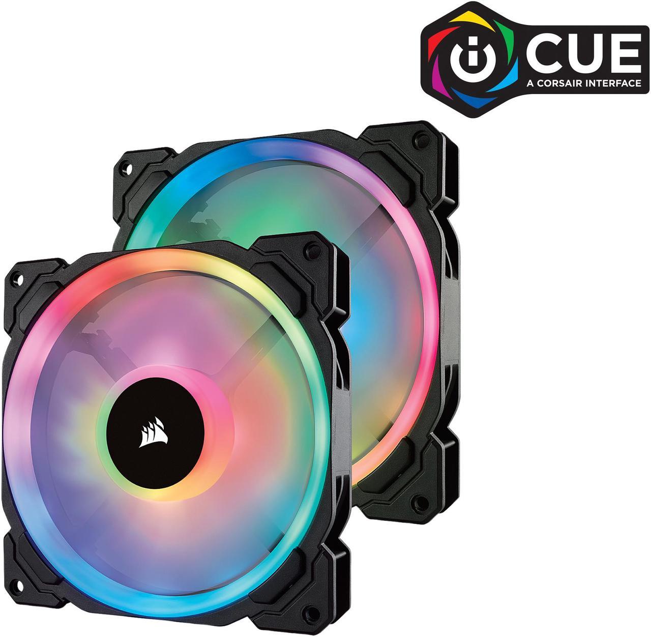 Corsair LL Series CO-9050074-WW LL140 RGB, 140mm Dual Light Loop RGB LED PWM Fan, 2 Fan Pack with Lighting Node PRO