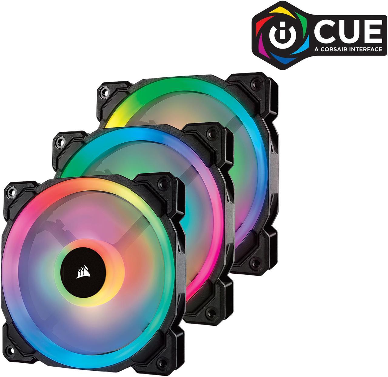 Corsair LL Series CO-9050072-WW LL120 RGB, 120mm Dual Light Loop RGB LED PWM Fan, 3 Fan Pack with Lighting Node PRO