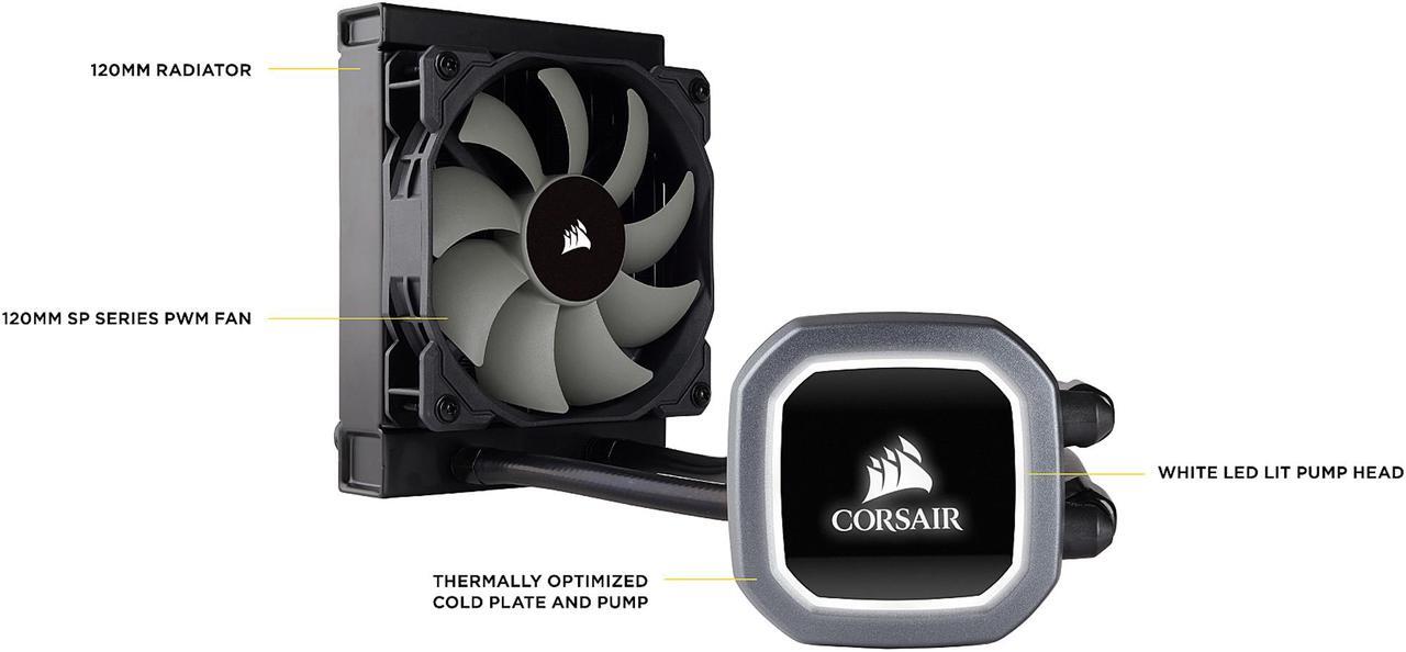 Alt view image 4 of 20 - Corsair Hydro Series, H60 2018 (CW-9060036-WW), 120mm Radiator, Single 120mm PWM Fan, Liquid CPU Cooler LGA 1700 Compatible
