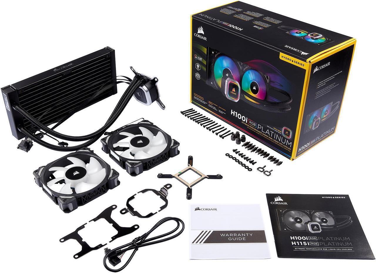 Alt view image 7 of 7 - CORSAIR Hydro Series, H100i RGB PLATINUM, 240mm, 2 x ML PRO 120mm RGB PWM Fans, RGB Lighting & Fan Control w/ Software, Liquid CPU Cooler, CW-9060039-WW, Support Intel 1200/ 2066, AMD AM4/ TR4