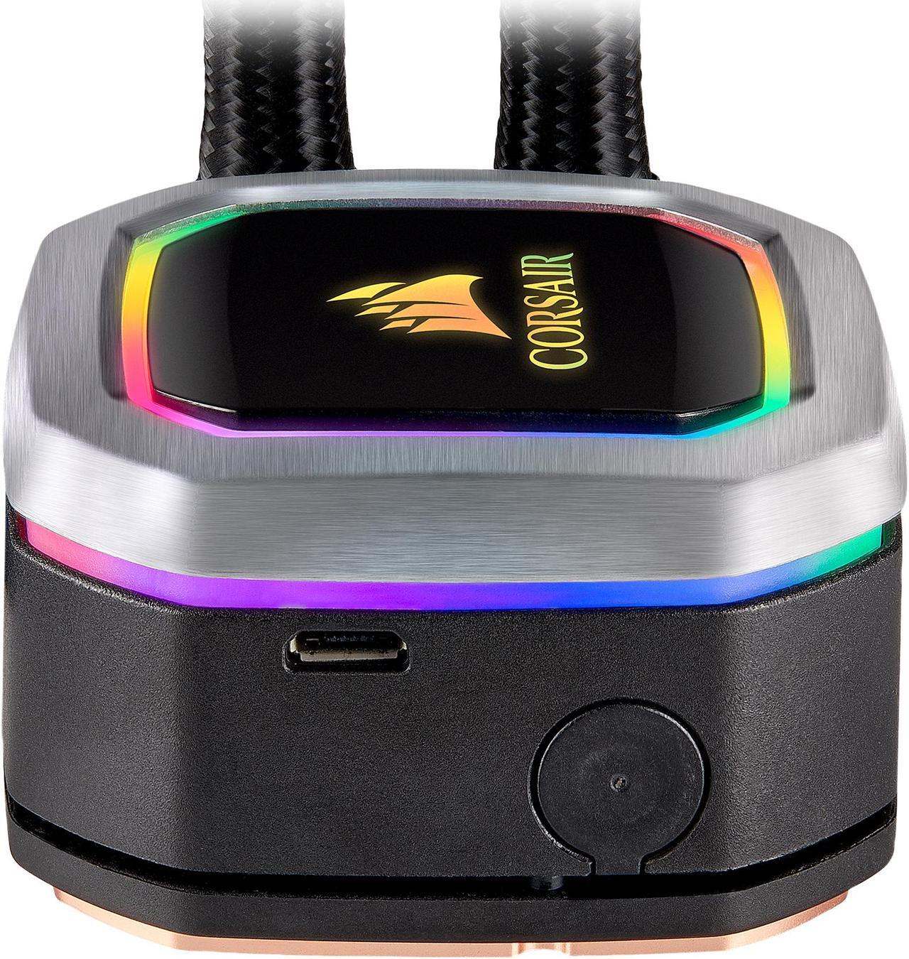 Alt view image 3 of 7 - CORSAIR Hydro Series, H100i RGB PLATINUM, 240mm, 2 x ML PRO 120mm RGB PWM Fans, RGB Lighting & Fan Control w/ Software, Liquid CPU Cooler, CW-9060039-WW, Support Intel 1200/ 2066, AMD AM4/ TR4