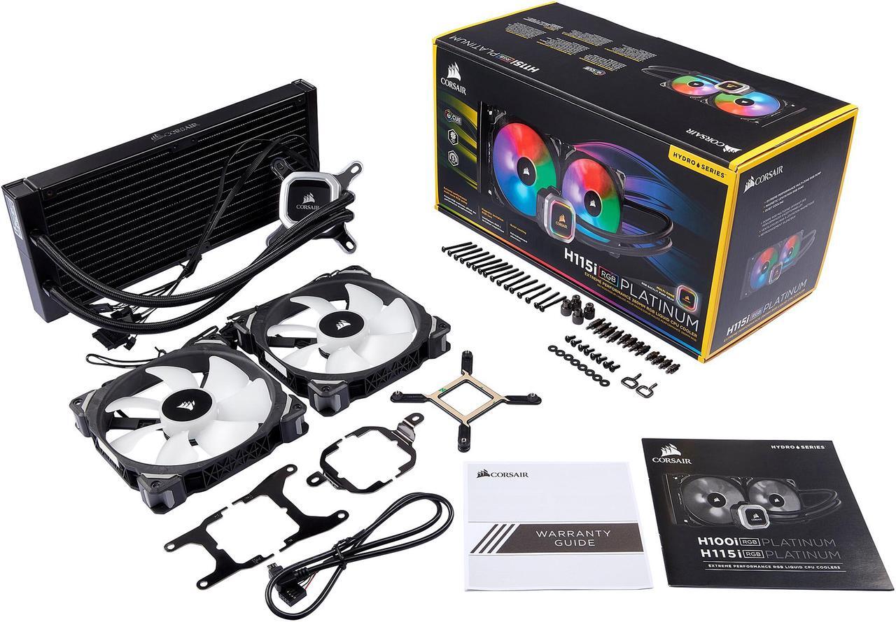 Alt view image 7 of 7 - CORSAIR Hydro Series, H115i RGB PLATINUM, 280mm, 2 x ML PRO 140mm RGB PWM Fans, RGB Lighting & Fan Control w/ Software, Liquid CPU Cooler. CW-9060038-WW. Support: Intel 1200, 2066, AMD AM4, TR4.