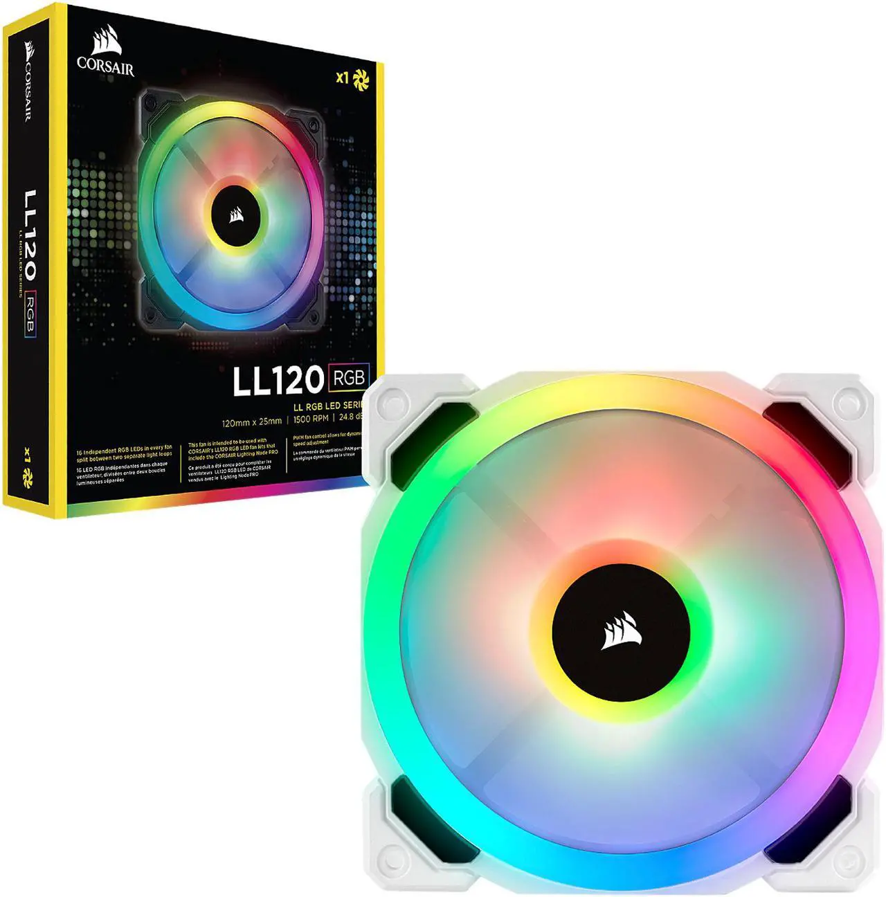 Alt view image 8 of 8 - Corsair LL Series CO-9050091-WW LL120 RGB, 120mm Dual Light Loop RGB LED PWM Fan, Single Pack, White.