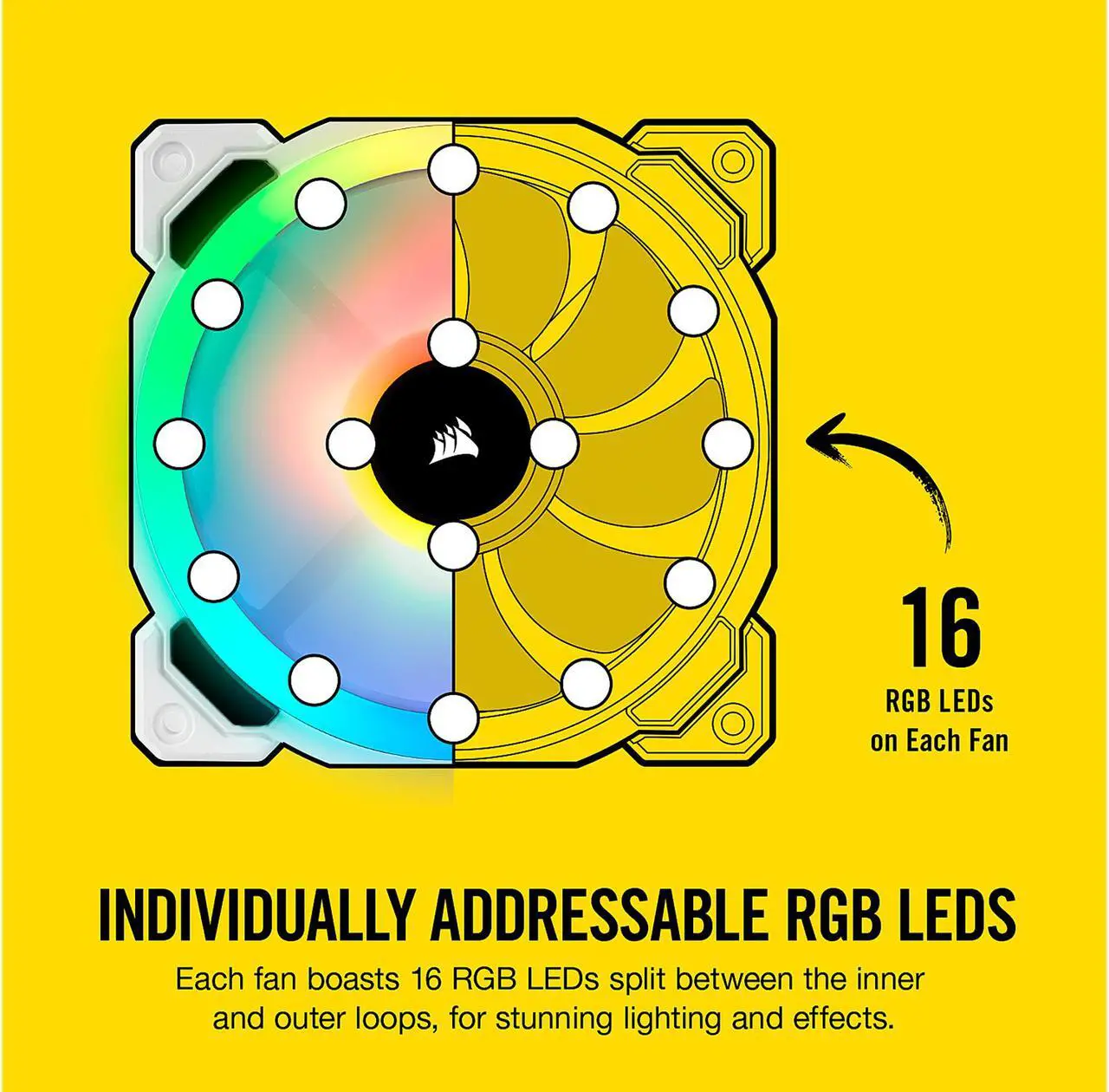 Alt view image 4 of 8 - Corsair LL Series CO-9050091-WW LL120 RGB, 120mm Dual Light Loop RGB LED PWM Fan, Single Pack, White.