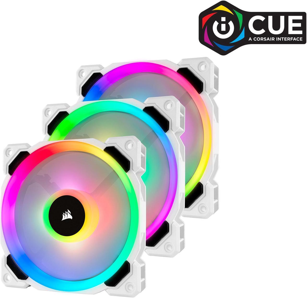 Corsair LL Series CO-9050092-WW LL120 RGB, 120mm Dual Light Loop RGB LED PWM Fan, 3 Fan Pack with Lighting Node PRO, White