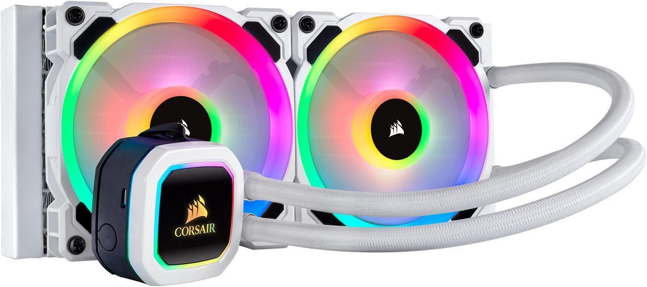 Main image of Corsair Hydro Series, H100i RGB PLATINUM SE, 240mm Radiator, Dual LL120 RGB PWM Fans, Advanced RGB Lighting and Fan Control with Software, Liquid CPU Cooler. CW-9060041-WW. Support: Intel 2066, AMD AM4, TR4.