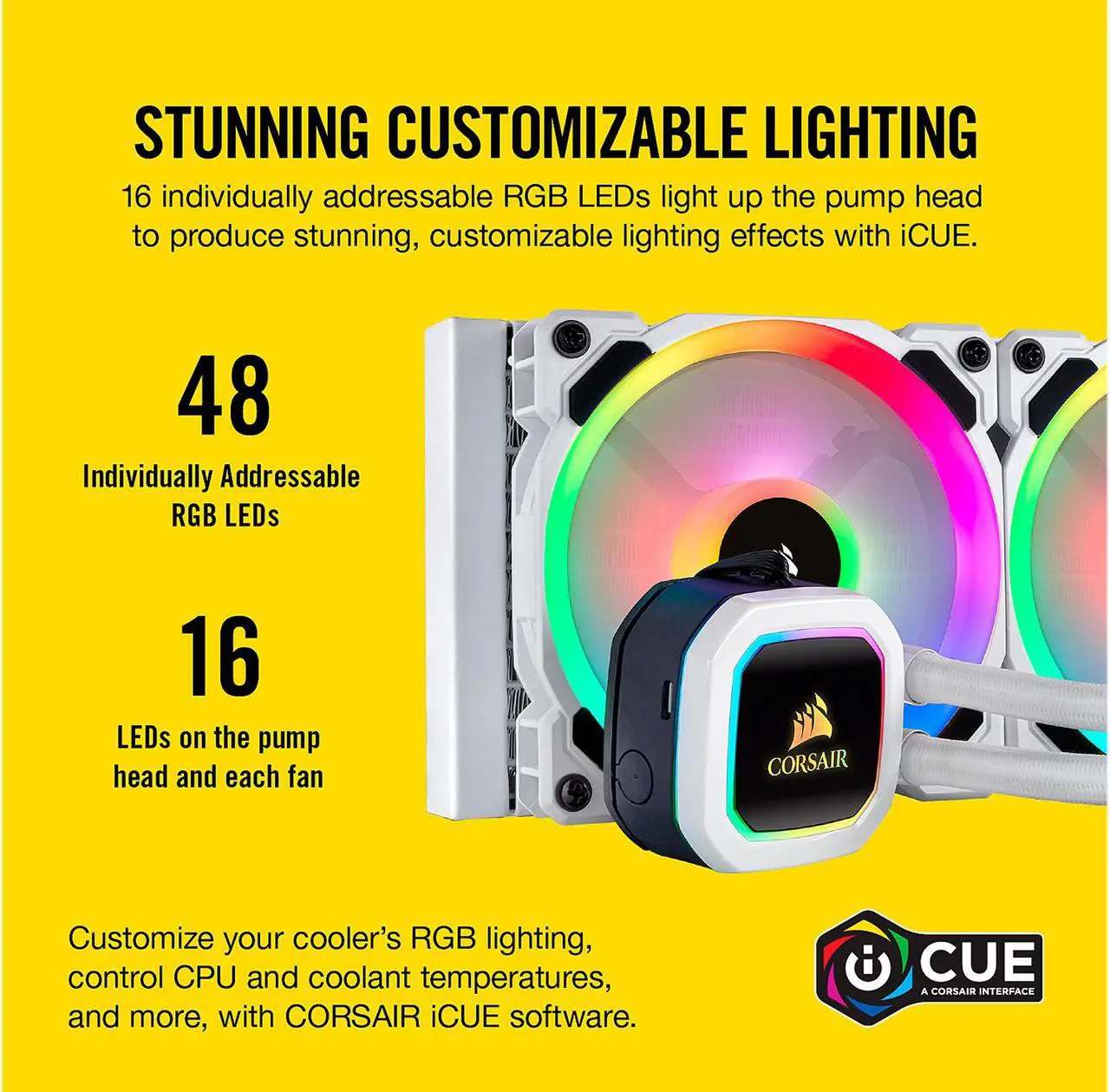 Alt view image 5 of 8 - Corsair Hydro Series, H100i RGB PLATINUM SE, 240mm Radiator, Dual LL120 RGB PWM Fans, Advanced RGB Lighting and Fan Control with Software, Liquid CPU Cooler. (CW-9060042-WW)