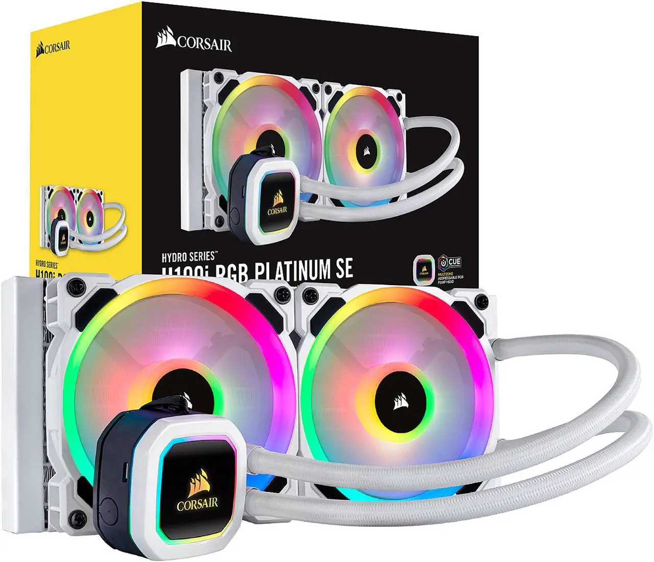 Alt view image 8 of 8 - Corsair Hydro Series, H100i RGB PLATINUM SE, 240mm Radiator, Dual LL120 RGB PWM Fans, Advanced RGB Lighting and Fan Control with Software, Liquid CPU Cooler. (CW-9060042-WW)