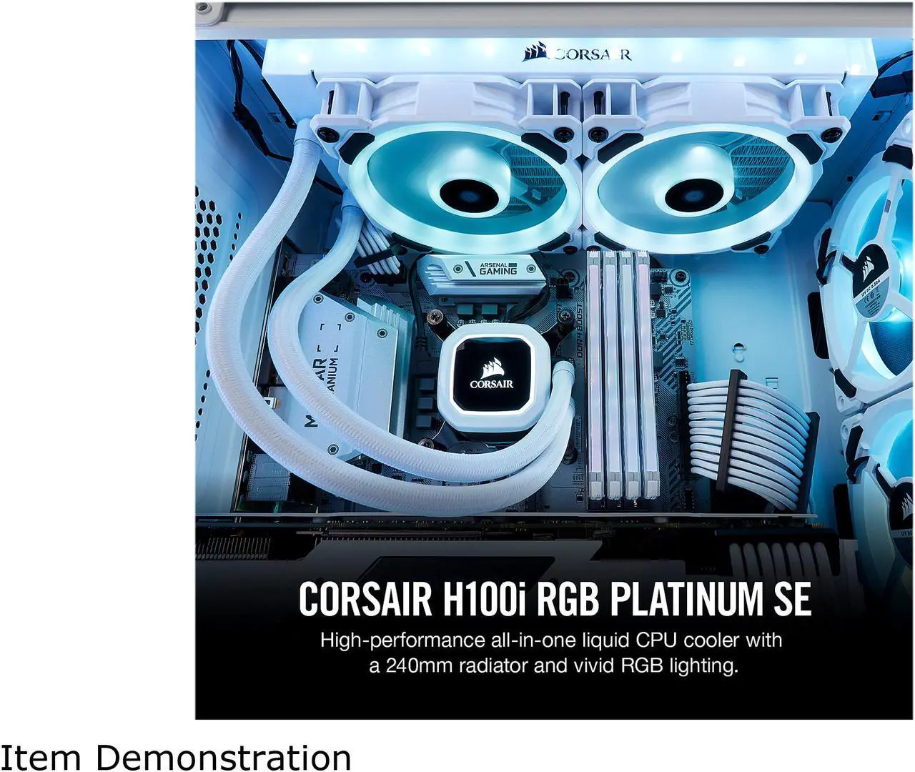 Alt view image 3 of 8 - Corsair Hydro Series, H100i RGB PLATINUM SE, 240mm Radiator, Dual LL120 RGB PWM Fans, Advanced RGB Lighting and Fan Control with Software, Liquid CPU Cooler. (CW-9060042-WW)