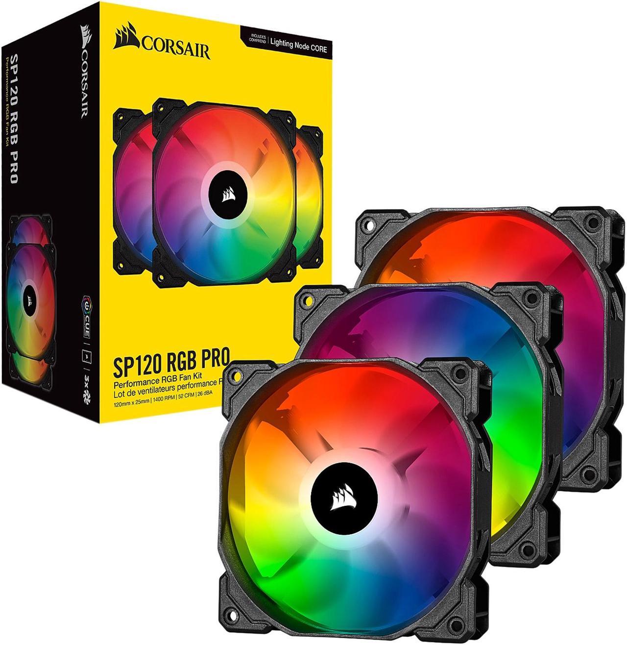 Corsair iCUE SP120 RGB PRO Performance 120mm Triple Fan Kit with Lighting Node CORE - CO-9050094-WW