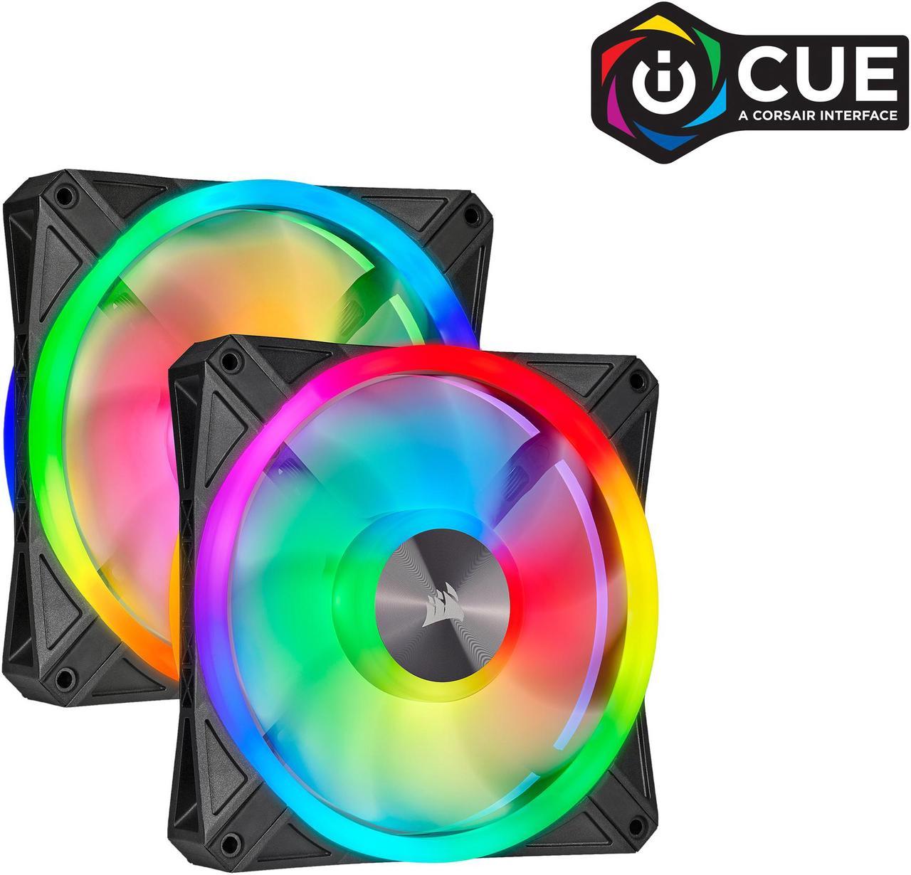 CORSAIR QL Series, iCUE QL140 RGB, 140mm RGB LED Fan, Dual Pack with Lighting Node CORE, CO-9050100-WW