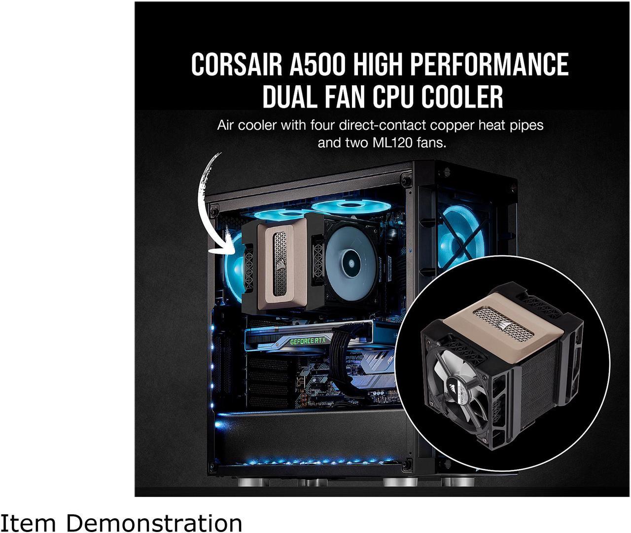 Alt view image 2 of 7 - CORSAIR A500 High Performance Dual Fan CPU Cooler, CT-9010003-WW