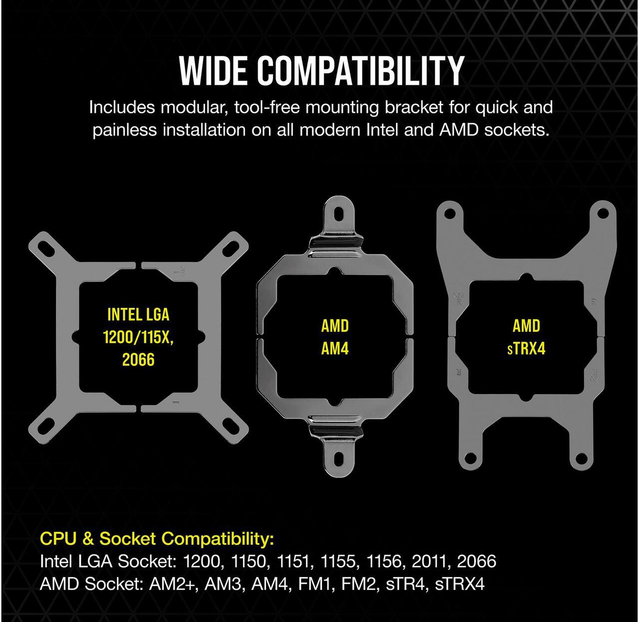 Alt view image 6 of 8 - Corsair Hydro Series, iCUE H100i ELITE CAPELLIX, 240mm Radiator, Dual ML120 RGB PWM Fans, Powerful iCUE Software, Liquid CPU Cooler LGA 1700 Compatible