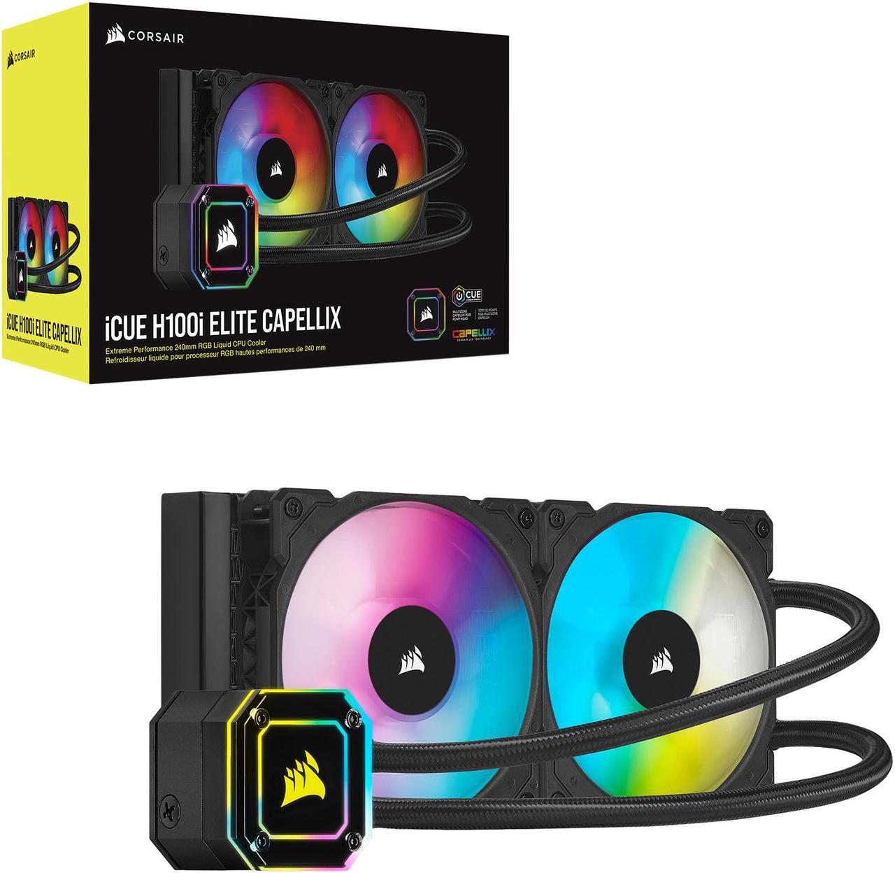 Alt view image 8 of 8 - Corsair Hydro Series, iCUE H100i ELITE CAPELLIX, 240mm Radiator, Dual ML120 RGB PWM Fans, Powerful iCUE Software, Liquid CPU Cooler LGA 1700 Compatible