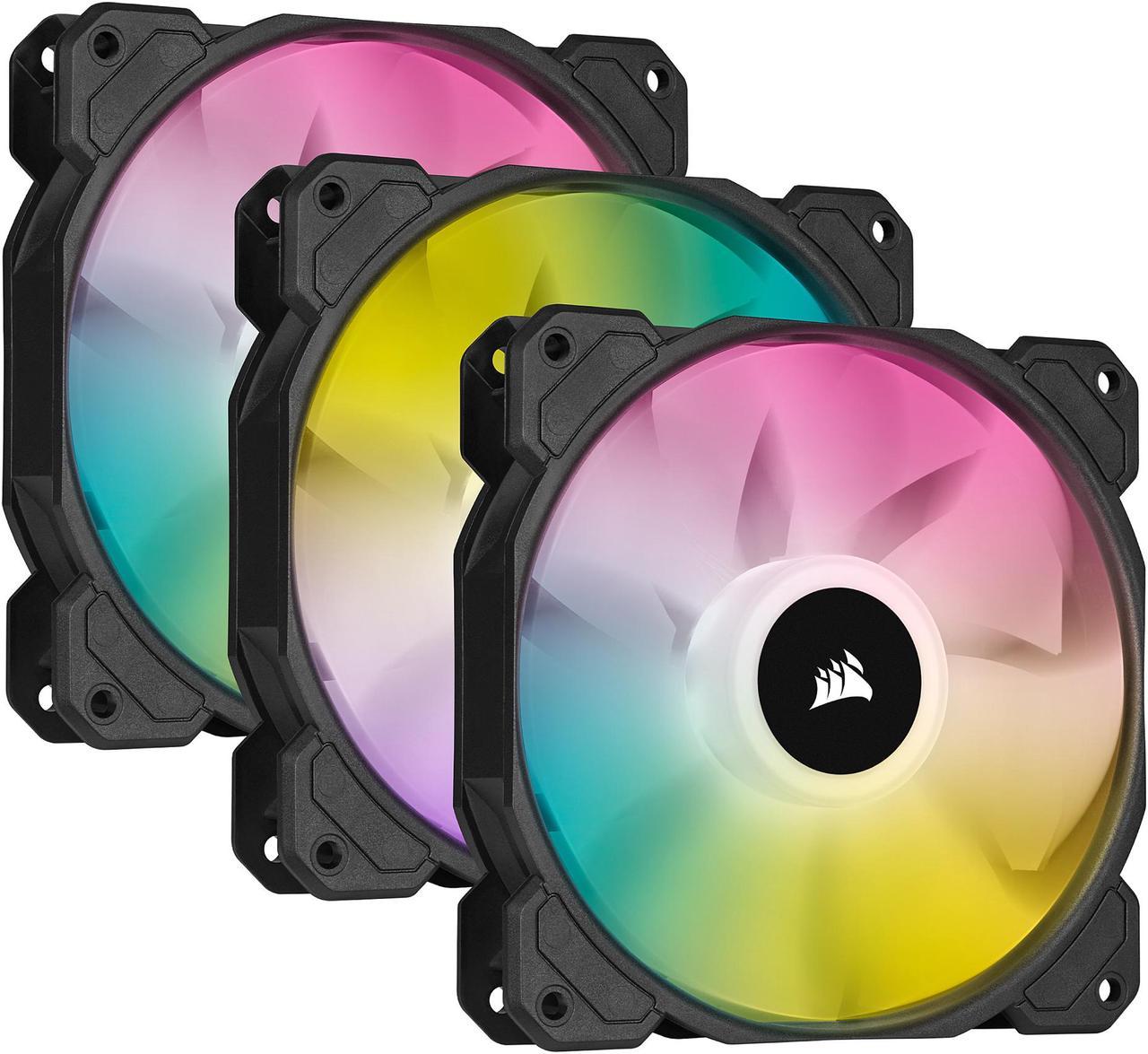 CORSAIR iCUE SP120 RGB ELITE Performance 120mm PWM Triple Fan Kit with iCUE Lighting Node CORE, CO-9050109-WW