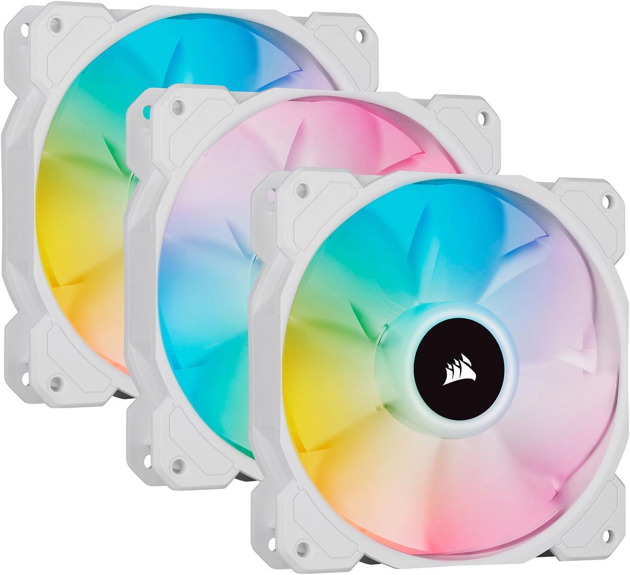 CORSAIR iCUE SP120 RGB ELITE Performance 120mm White PWM Triple Fan Kit with iCUE Lighting Node