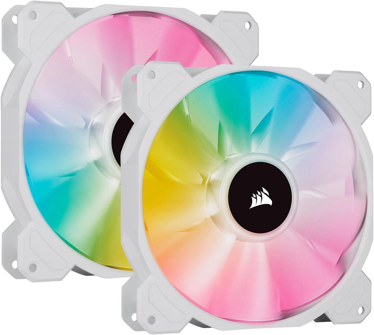 CORSAIR iCUE SP140 RGB ELITE Performance 140mm White PWM Dual Fan Kit with iCUE Lighting Node CORE